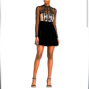 Free People lace and velvet mini dress size 4 NWT coquette girl goth sequins